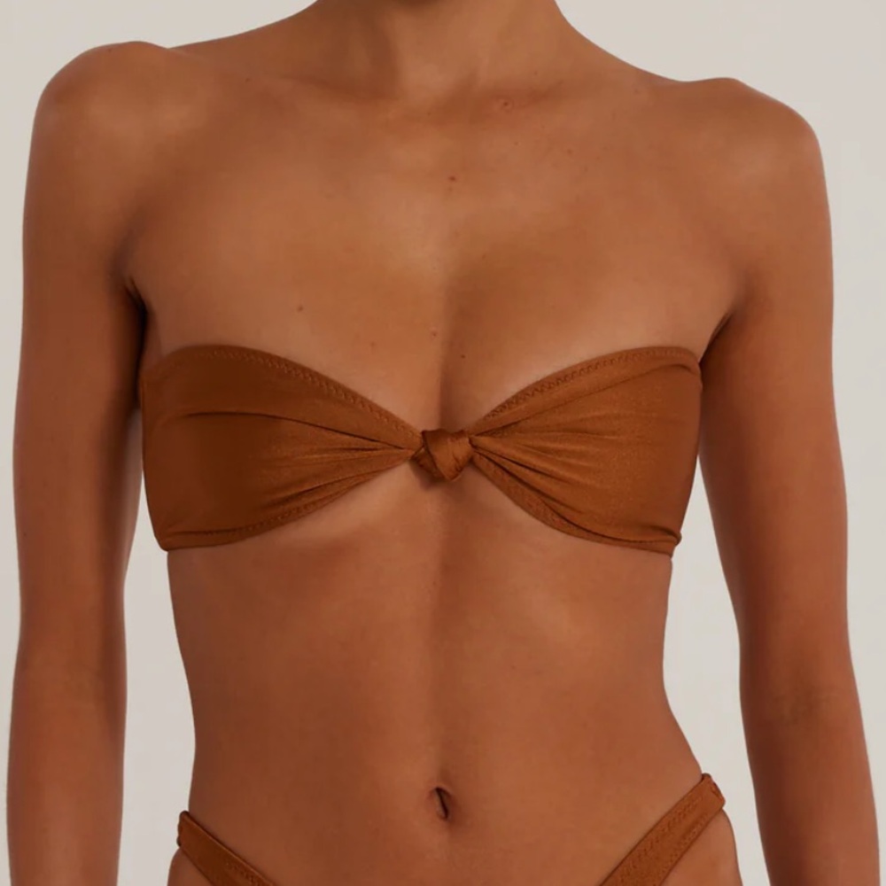 SAME Knotted Bandeau Top in Bronze, Strapless Bikini Vacation Summer Festival